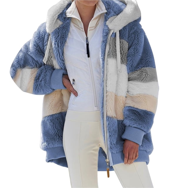 2025 Jacket Polyester Hooded Fleece Jackets with Hood for Women Outdoor Women Lightweight Fleece Full Zip Women Fleece Jacket inside Pockets Plus Size Fleece Jacket for Women