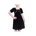 thumbnail image 1 of Robe Fille Velours Noir Manches Courtes Perle Vintage Fête Décontractée Vacances 6 Ans, 1 of 8