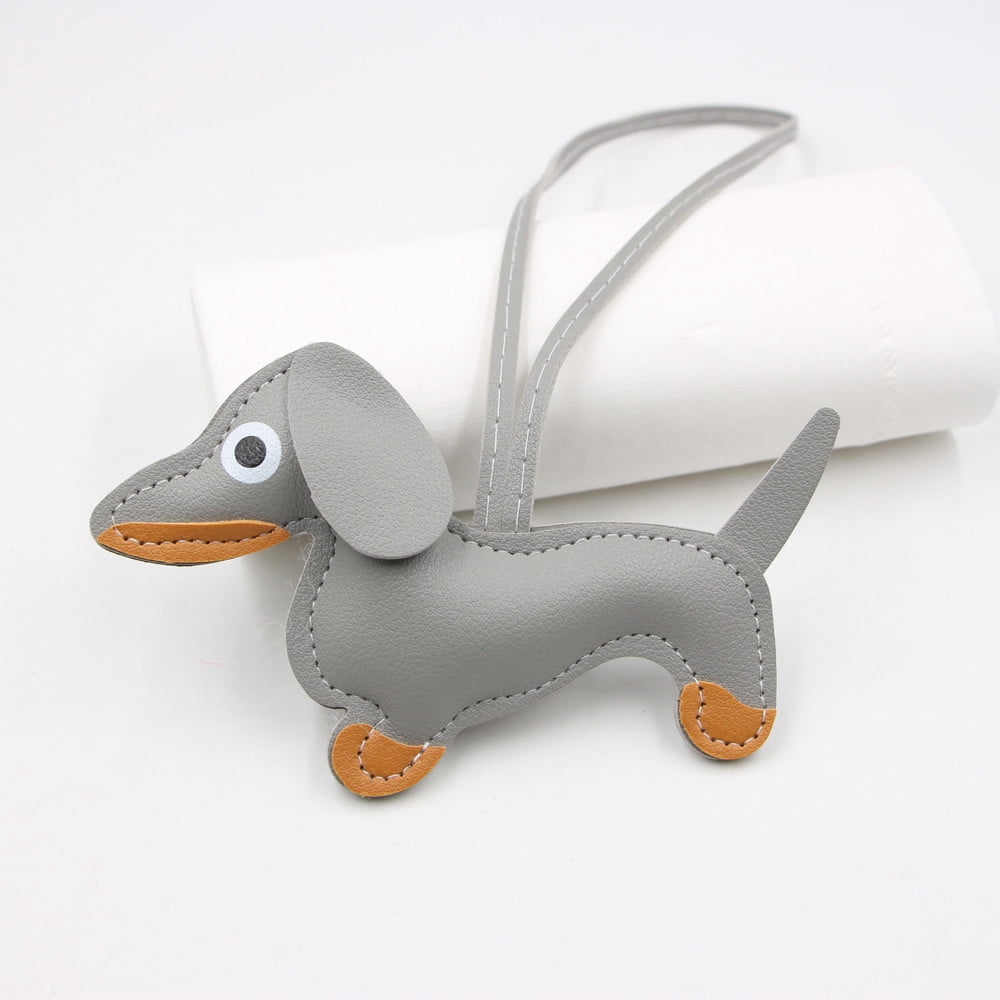 Leather Dachshund Keychain with Rope Handmade Sausage Dog Bag Charm for Phone Case, Car Keys & Pet Lover Accessory