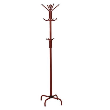 Monarch Specialties Coat Rack, Hall Tree, Free Standing, 12 Hooks, Entryway, 70"H, Metal, Red, Contemporary, Modern