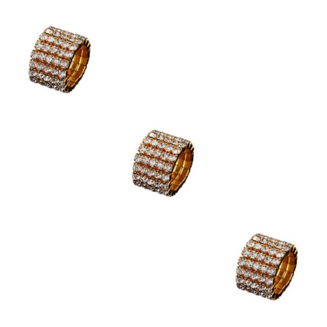 Maytalsory Bague en Cristal Extensible de Luxe Unique pour Déclaration d'Amour Bague Incrustée à la Mode Dorée 5 Rangées 3Ensemble