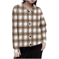 thumbnail image 2 of Mceream Women's Ribbed Knit Shacket Button Down Plaid Jackets Long Sleeve Sweater Shirts Fall Winter Trendy Cardigans Plus Size Winter Warm Outwear Chaqueta De Invierno Para Mujer Khaki M, 2 of 5