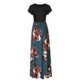 thumbnail image 2 of Fridja Womens O-Neck Casual en Vrac Imprimé Floral Robe à Manches Courtes Jupe Longue, 2 of 6