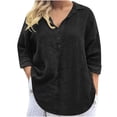 thumbnail image 1 of Timegard Blouses for Women Lightweight Lapel Neck Button Drop Shoulder Loose Tee Shirts Tops Solid Color, 1 of 6