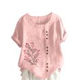 thumbnail image 5 of Pisexur Hauts d'Été pour Femmes, Blouses Habillées Décontractées pour Femmes Hauts à la Mode Chandail Décontracté Imprimé Manches Courtes Col Rond, Grande Taille pour Femmes Multicolore, TG, 5 of 5