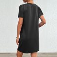 thumbnail image 4 of Timegard Robes de Maison pour Femmes Col Ras du Cou Manches Courtes Coupe Ajustée Couleur Unie Décontractée Confortable Robe Poches, 4 of 7