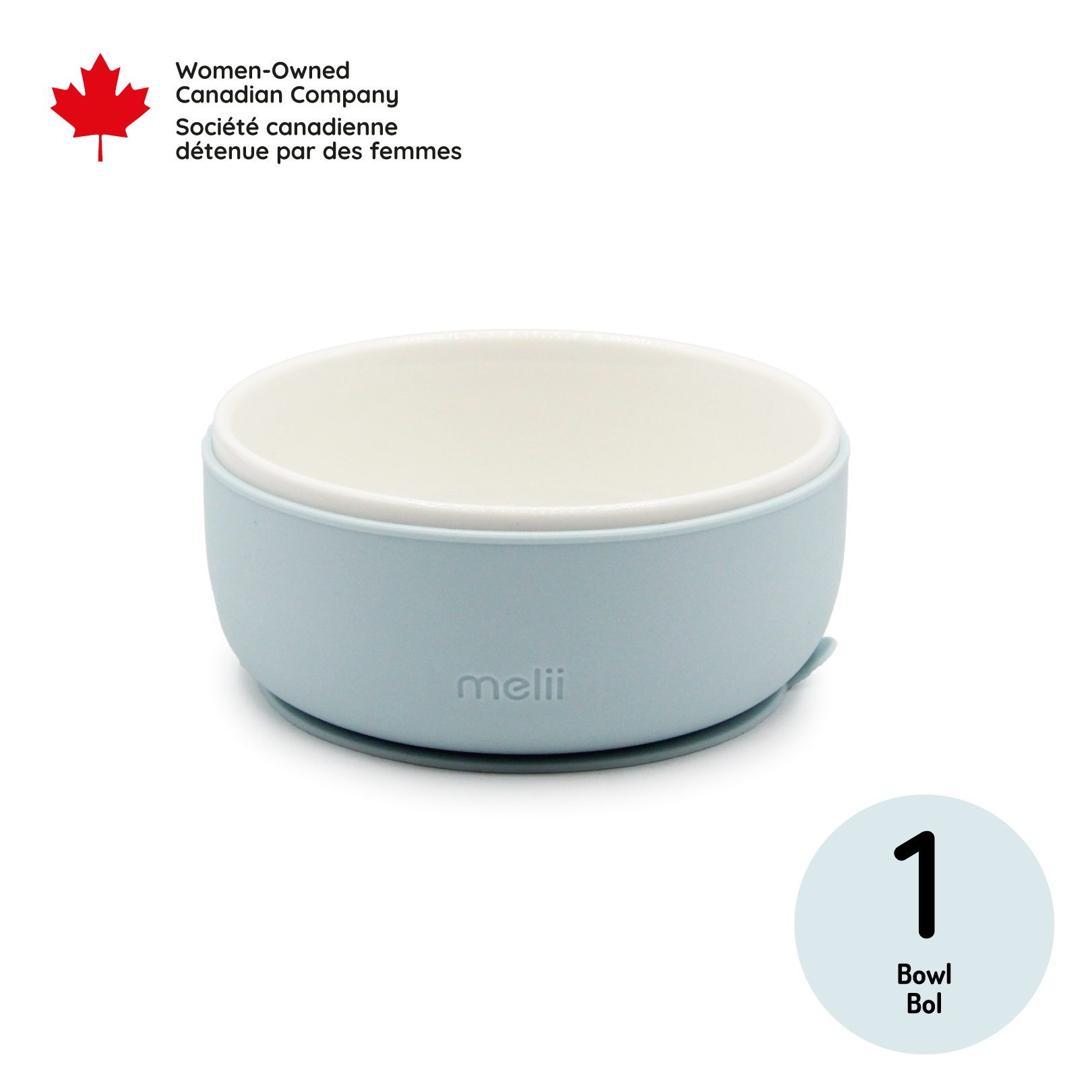 Melii Ceramic Bowl with Silicone Suction Seafoam