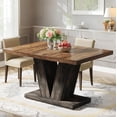 thumbnail image 1 of Fnova 47.24" Rectangular Farmhouse Dining Table, Wood Coffee Table for 4 People, Modern Kitchen Table for Dining Room, Brown Black (Chairs Not Included), 1 of 8