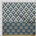 thumbnail image 1 of oneOone Polyester Lycra Dark Teal Blue Fabric Geometric Panel Craft Projects Decor Fabric Printed By The Yard 56 Inch Wide, 1 of 4