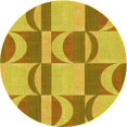thumbnail image 1 of Ahgly Company Tapis Rond Lavable en Machine Intérieur Transitionnel Jaune, 5 Pieds Rond, 1 of 7