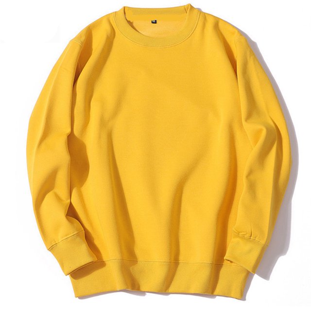 RXIRUCGD Chandail de Sport pour Homme à Col Rond, Chandail Molletonné à Enfiler à Manches Longues, Chandail à Capuchon Uni, Jaune, Taille : S
