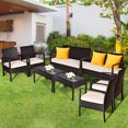 thumbnail image 1 of Gymax 8PCS Patio Rattan Set Cushioned Sectional Sofa Glass Table, 1 of 10