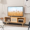 thumbnail image 2 of Costway Modern TV Stand Entertainment Center Media Console w/Rattan  Glass Sliding Doors, 2 of 10
