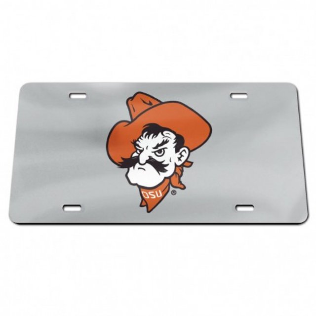 Oklahoma State Pistol Pete Silver Laser License Plate