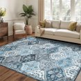 thumbnail image 2 of Hasoo Washable Living Room Area Rug 9x12 ft Large Modern Floral Non-Slip Soft Foldable Indoor Blue Carpet, 2 of 5