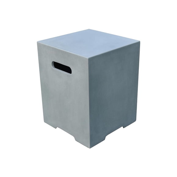Elementi Square Propane Tank Cover, Glass-Fiber Reinforced Concrete - Fire Pit Accessories -Smooth Gray