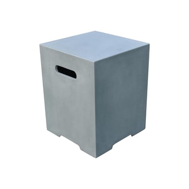 Elementi Square Propane Tank Cover, Glass-Fiber Reinforced Concrete - Fire Pit Accessories -Smooth Gray