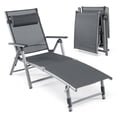 thumbnail image 1 of Patiojoy Chaise Longue d'Extérieur, Chaise Longue Pliante avec Dossiers Réglables à 8 Niveaux, Cadre en Aluminium Robuste, Appui-Tête et Coussin Douillets, 1 of 8