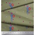 thumbnail image 2 of Tissu Popeline de Coton Pomme Feuilles & Lis Imprimé Floral 1 Yard 56 Inch Wide, 2 of 6
