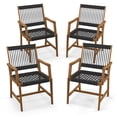 thumbnail image 1 of Gymax Patio 4PCS Acacia Wood Dining Chairs All-Weather Rope Woven Armchairs Outdoor, 1 of 9