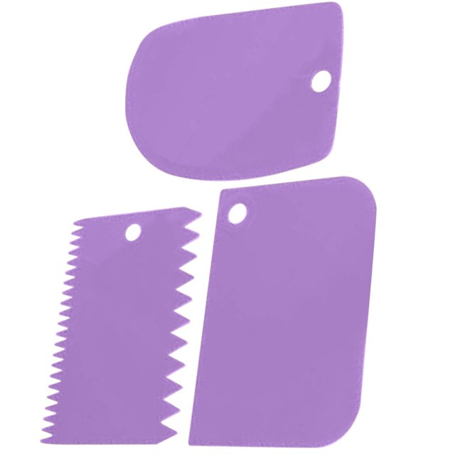 kurtrusly 3pcs/set Scraper Plastic Cream Spatula DIY Cake Decorating Tool Home Bakery Baking Supplies, Purple