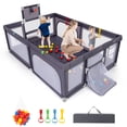 thumbnail image 1 of Gymax 81'' x 57'' Extra Large Playpen for Babies & Toddlers Foldable Kids Play Yard w/ Basketball Hoop, 1 of 9