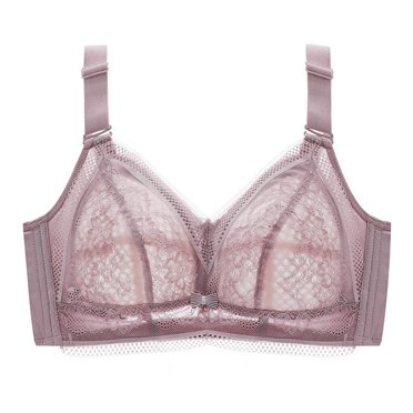B91xZ Full Coverage Plus Size Non Padded Wireless Minimizer Bra Underarm-Smoothing Comfort Underwire Lightly Lined T-Shirt Bra,Purple 36B