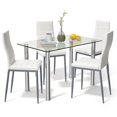 thumbnail image 1 of Costway 5pcs Dining Set Table & 4 Chairs Glass Metal Kitchen Breakfast Furniture, 1 of 8