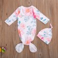 thumbnail image 4 of Xingqing 2PCS Newborn Infant Baby O-Neck Floral Cartoon Print Sleeping Pocket Round Hat, 4 of 8