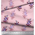 thumbnail image 2 of Soimoi Polyester Crepe Fabric Leaves & Floral Block Printed Fabric 1 Yard 52 Inch Wide, 2 of 3