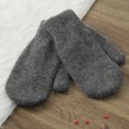 thumbnail image 4 of 1 Pair Women Mittens Double-layers Cute Stretchy Soft Thickened Cold Resistant Solid Color Autumn Winter Girls Gloves for Riding, 4 of 10