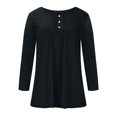 thumbnail image 3 of FAIWAD Tunique Basique pour Femmes Manches Longues Col Rond Blouse Boutonnée Décontractée Plissée Ample, 3 of 6