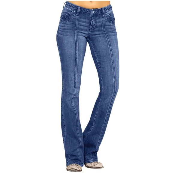 Ketyyh-chn99 Wrangler Jeans for Women High Rise Straight Jeans y2k Women's Wide Leg Jeans High Waisted Stretchy Straight Leg Jeans Loose Denim Pants with Pocket Blue,XL