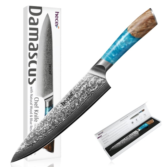 Hecef 8 inch Chef Knife, with 67-Layers Japanese Damascs Steel and Resin Handle