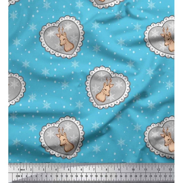 Soimoi polyester Crepe Fabric Boy,Surfboard And Beach Bird Decor Fabric Printed Yard 42 Inch Wide