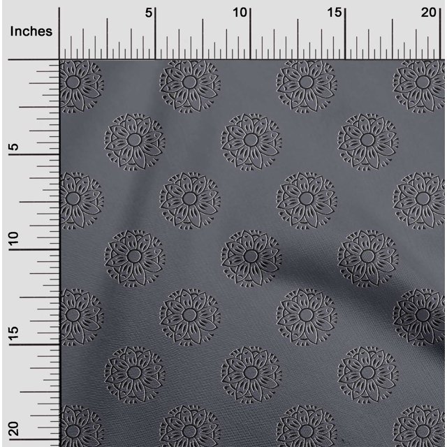 oneOone Cotton Cambric Fabric Floral Block Printed Fabric 1 Yard 56 Inch Wide