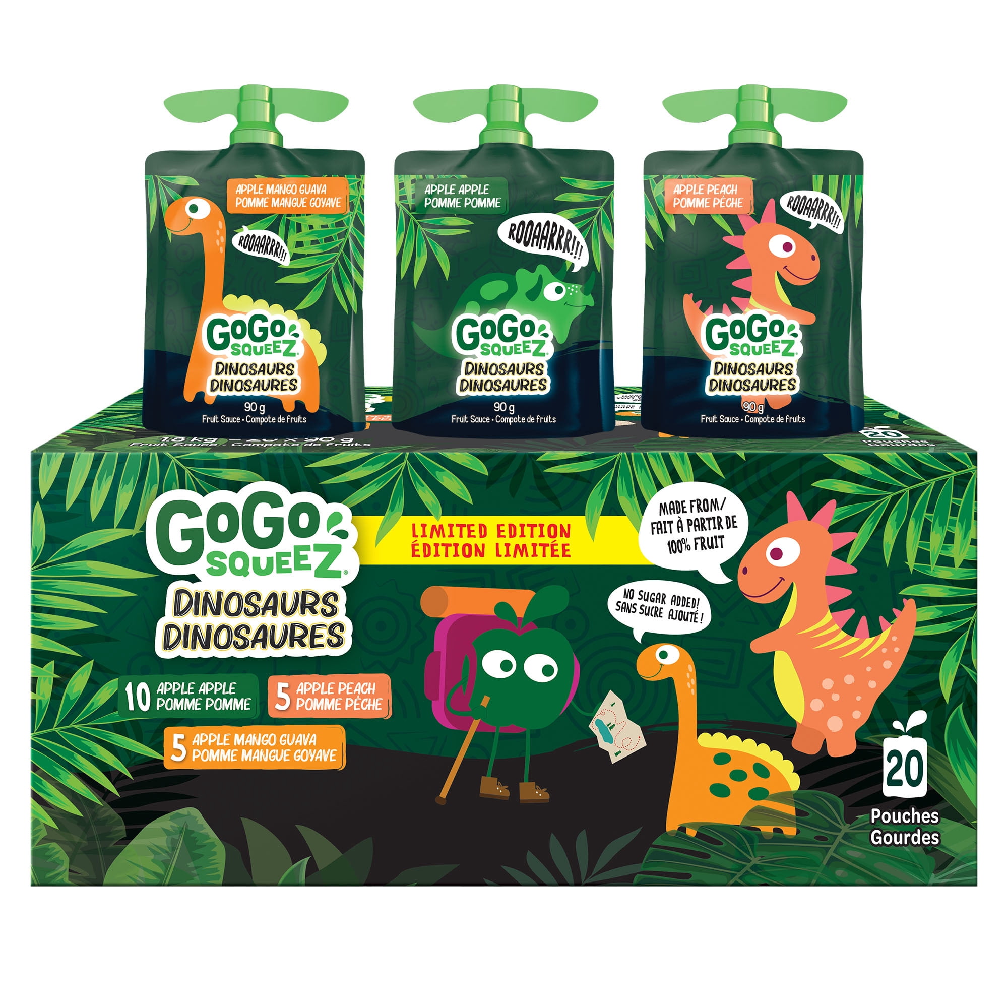 GoGo squeeZ Dinosaurs - Apple Apple, Mango Guava, Peach