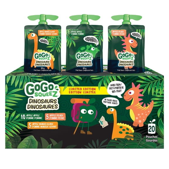 GoGo squeeZ Dinosaurs - Apple Apple, Mango Guava, Peach