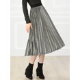 thumbnail image 2 of INSPIRE CHIC Jupe Midi Évasée Plissée en Velours à Taille Haute Élastique pour Femme, 2 of 6