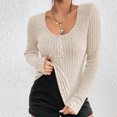 thumbnail image 3 of AherBiu Crop Tops for Women Ribbed Flare Long Sleeve Square Neck Slim Tight Basic Spring Shirt Blouse, 3 of 7