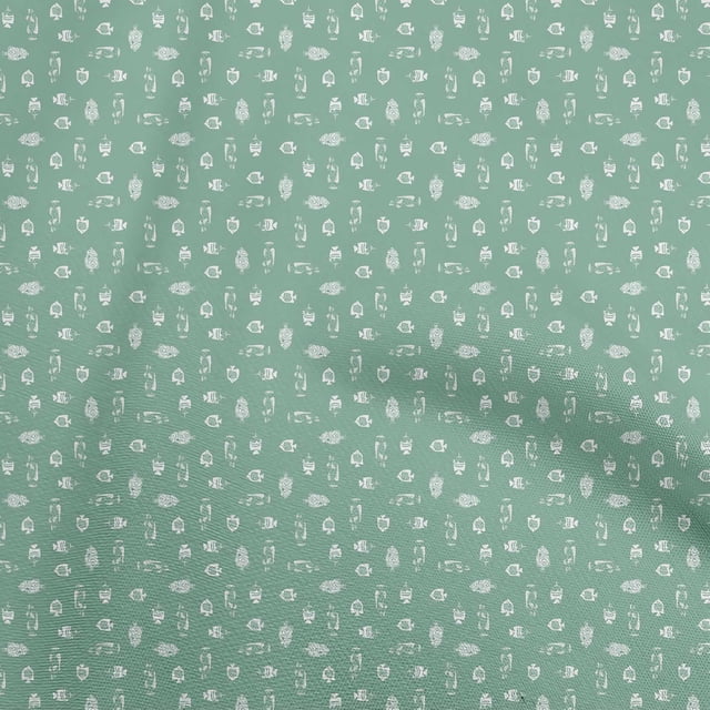 oneOone Rayon Mint Green Fabric Fish Sewing Material Print Fabric By The Yard 56 Inch Wide
