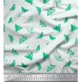 thumbnail image 1 of Soimoi Green polyester Crepe Fabric Dot & Butterfly Printed Fabric 1 Yard 42 Inch Wide, 1 of 3