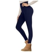 Fgnfyis Legging Tights Women Lambswool Lined High Waist Winter Yoga Pants Soft Warm Leggings Women's Pants Navy XXL
