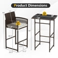 thumbnail image 3 of Costway 3 PCS Patio Bar Set Wicker Table & Armchairs with  2 Cushions & Glass Tabletop, 3 of 10