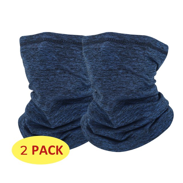 2 Pieces Fleece Neck Gaiter Ski Mask Windproof Soft Neck Warmer Skiing Hiking Running Navy Blue