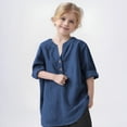 thumbnail image 2 of zbxnLI Kids Girls Spring Long Sleeve Shirts Button V Neck Casual Loose T-Shirts Solid Color Summer Tops, 2 of 7