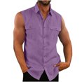 thumbnail image 1 of Cameland Débardeur Sport Sans Manches pour Homme, Mode Décontractée, Uni, Col Rabattu, Double Poche, 1 of 7