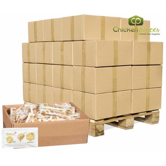 BeeMaid White Liquid Honey Single-Serve Portion Packets, 7g Bulk, 500/Case, 50 Cases Per Pallet (25,000 Total Units)