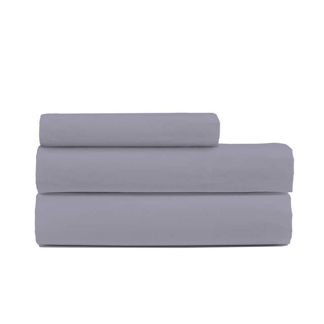 Johnson Home 600 Thread Count Organic Cotton Sheet Set in light grey, folded in three layers showing smooth, breathable organic cotton fabric with a 600-thread count weave for softness and durability, suitable for comfortable, eco-friendly bedding.