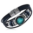 thumbnail image 2 of AMERTEER 12 Constellation Main Tressé Cuir Signe du Zodiaque Rétro Breloques Bracelet, 2 of 6